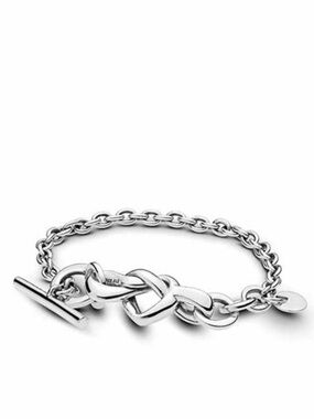 Pandora Sterling Silver Knotted Heart T Bracelet New in Box